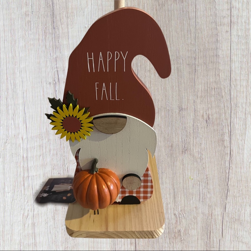 Rae Dunn HAPPY FALL Gnome Wood Paper Towel Holder NWT
